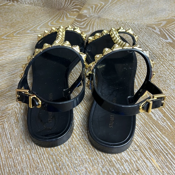 STUART WEITZMAN Jelrose Black Flat Sandals 5 - Picture 7 of 14